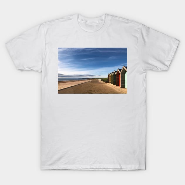 Blyth beach huts in July sunshine T-Shirt by Violaman